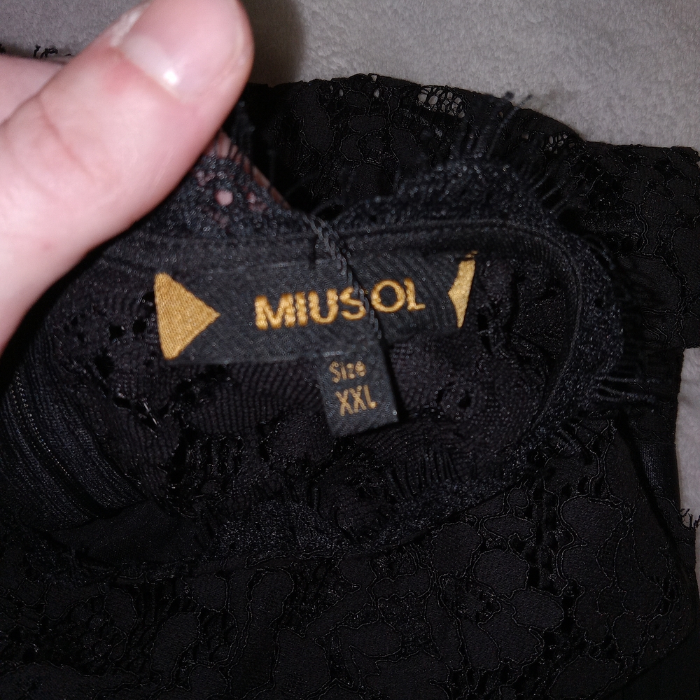 Miusol Black Lace Top Long Chiffon Skirt Dress Gown 2XL Gala Wedding Formal NEW - Picture 13 of 15